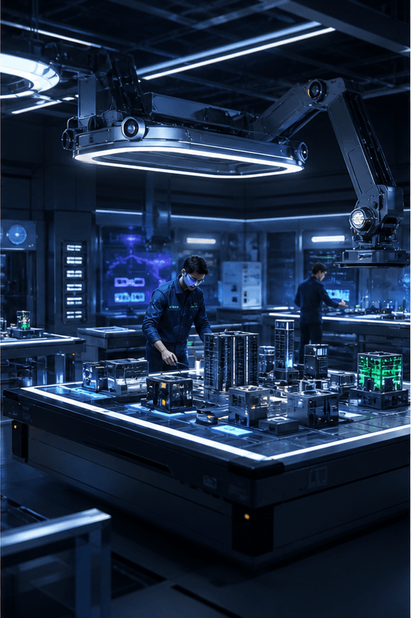 Technicians configuring modular server systems