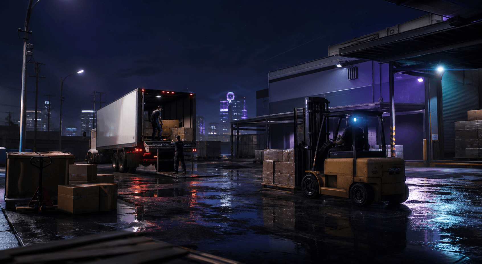 A night shift at a modern delivery depot